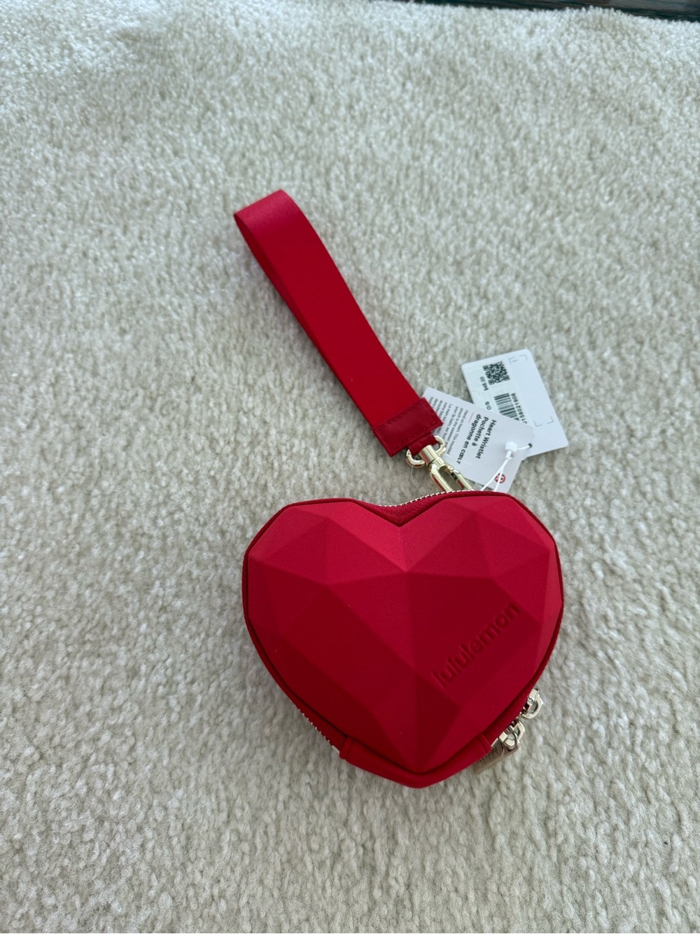 lululemon athletica Red Geometric Heart Wristlet